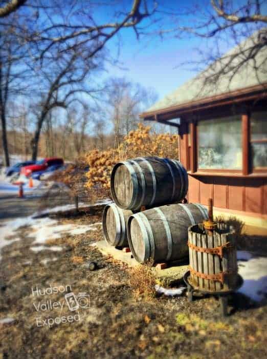 Benmarl Winery barrels in front of tasting room