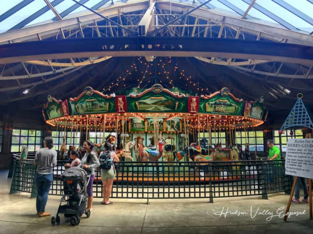 Bear Mountain Carousel with guests riding it. This is the best Bear Mountain activity. 