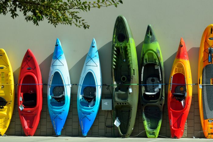 Kayaks ready to launch in the Hudson Valley