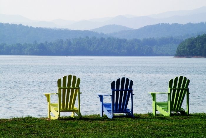 chairs by one of the lakes in Rockland County NY
