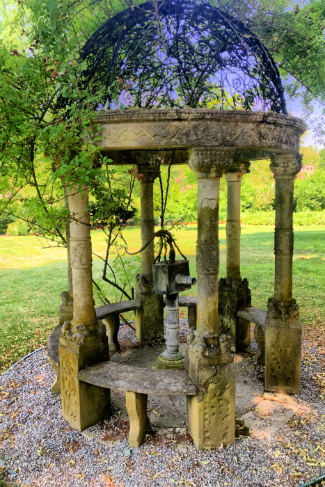 A stone gazebo on the grounds of Caramoor