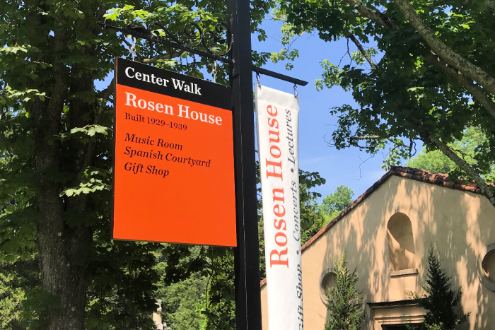 The sign to the Rosen House at Caramoor Center for Music and the Arts