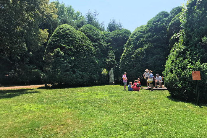 People enjoying the grounds at Caramoor Center for Music and the Arts
