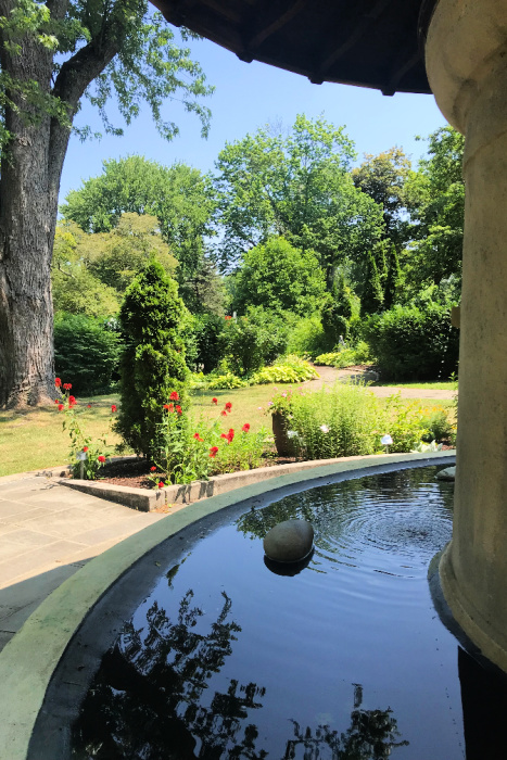 Sideview of fountain at Caramoor