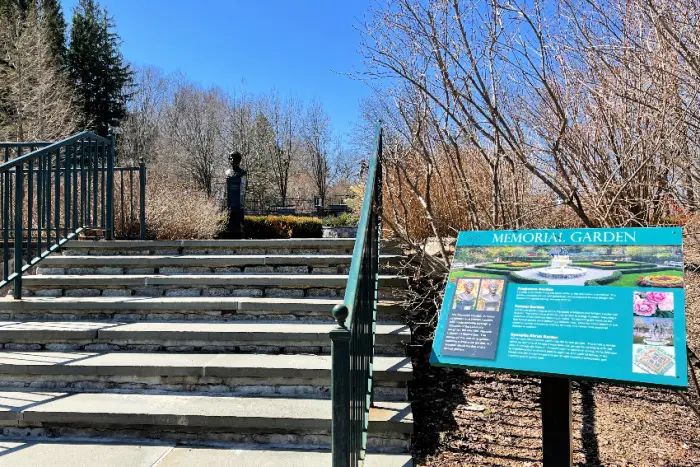 Stairs leading to the Memorial Garden at Lasdon Park and Arboretum