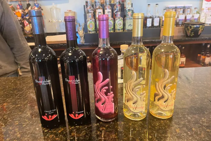 Selection of wines at Stoutridge Distillery and Winery